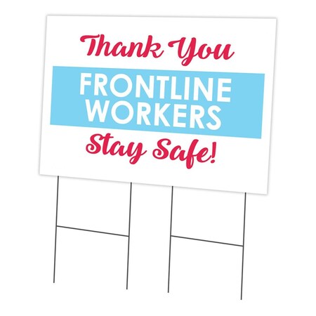 Amistad 24 x 36 in. Yard Sign & Stake - Thank You Frontline Workers Stay Safe AM2024088